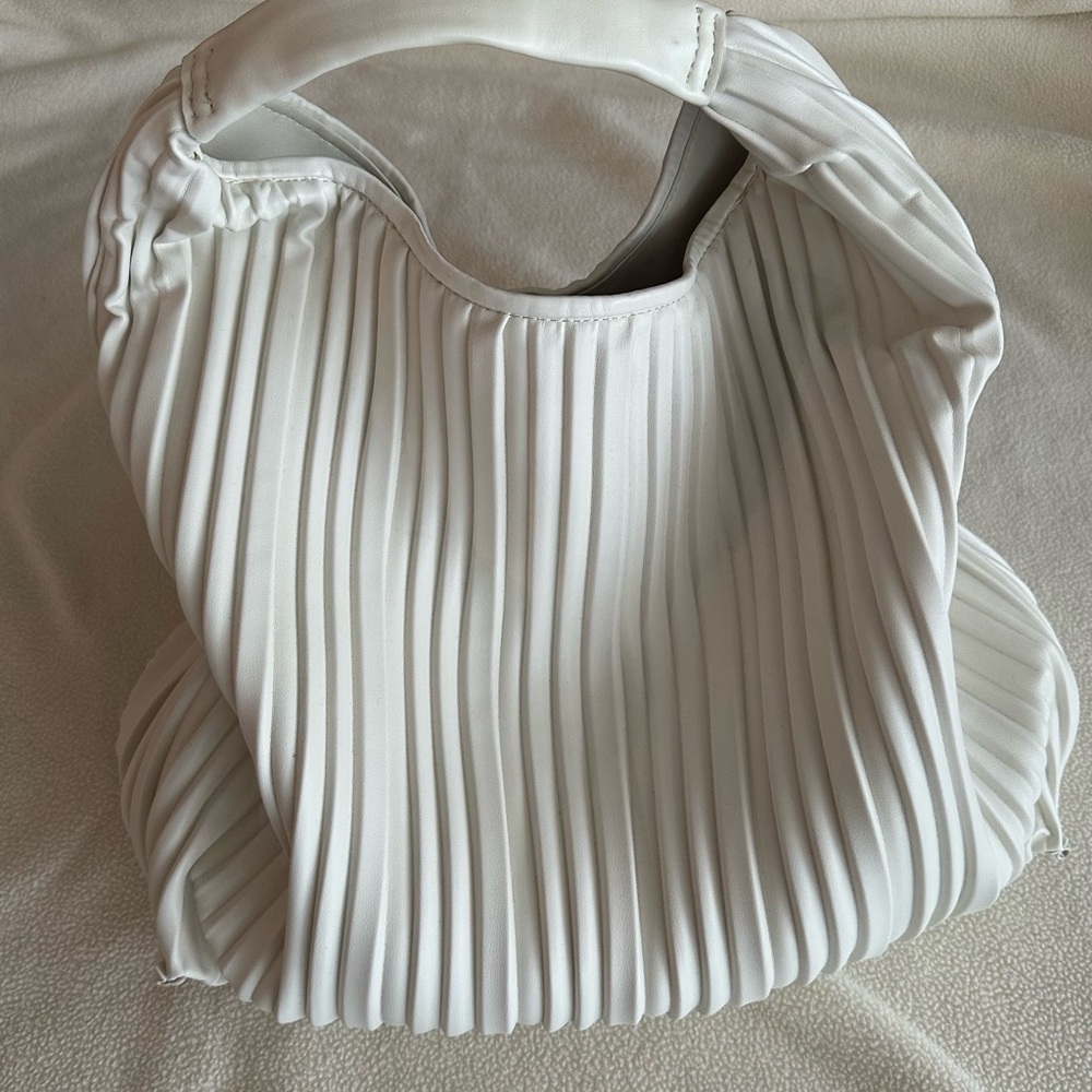 Mango White Pleated Women's Bag - Picture 2 of 6